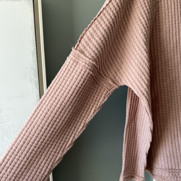 Dusty Rose Waffle Knit LongSleeve - Picture 3 of 3